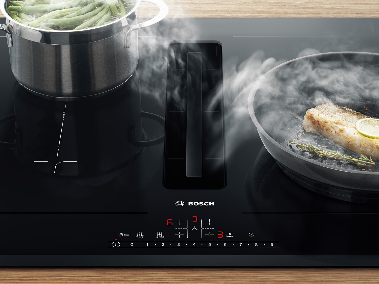 Inspiratiehuis Bosch kookplaat met afzuiging